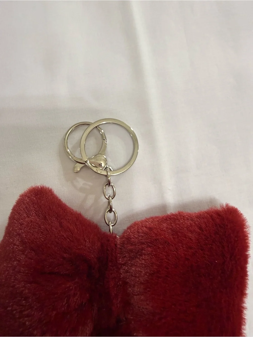 Beautiful Plush Bow Keychain Charm - Burgundy